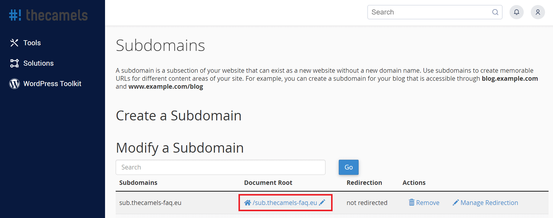 Changing root directory for subdomain - step 2
