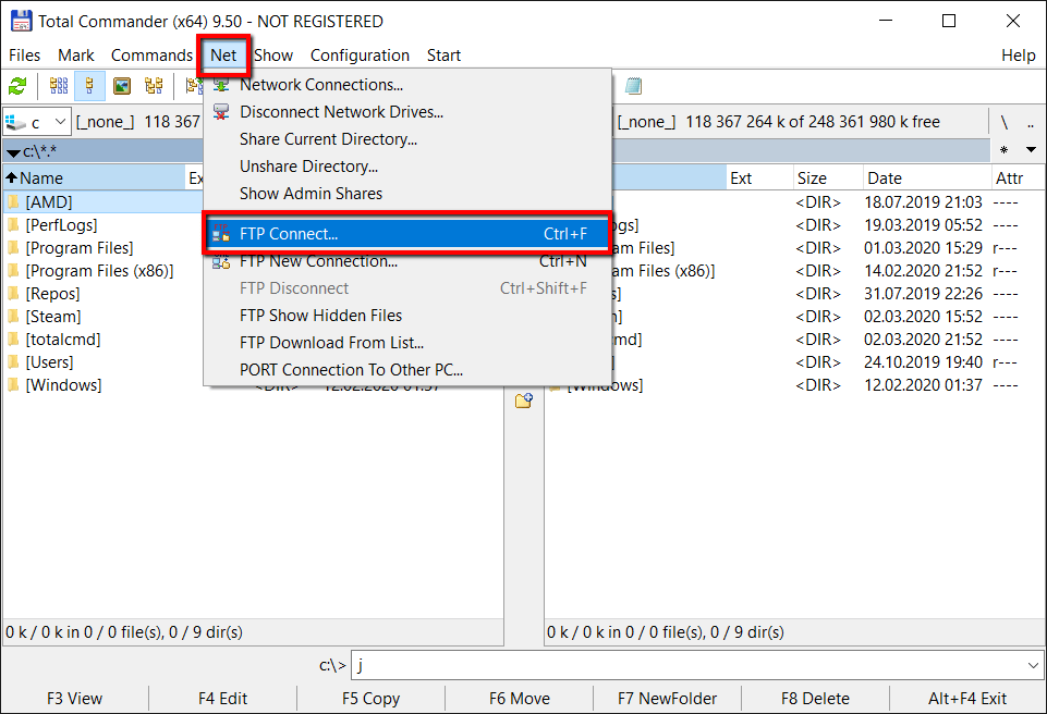 total commander sftp connection