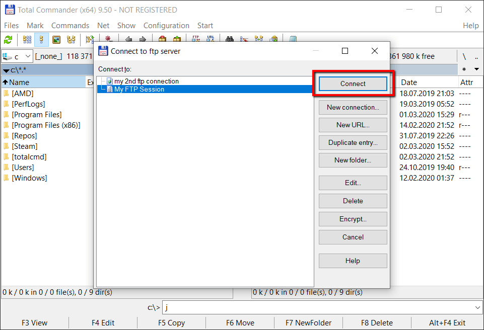 total commander connect to sftp