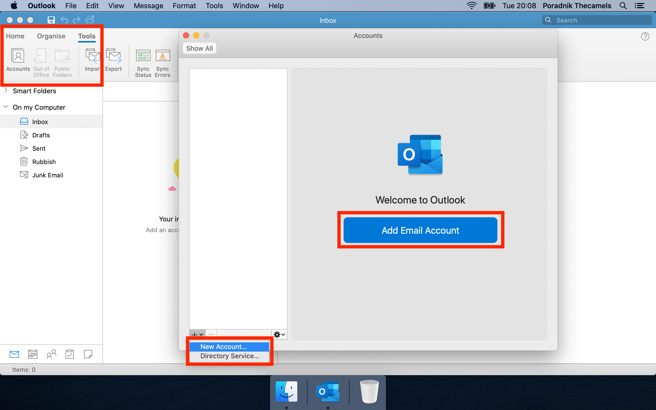 Microsoft Outlook - step 1
